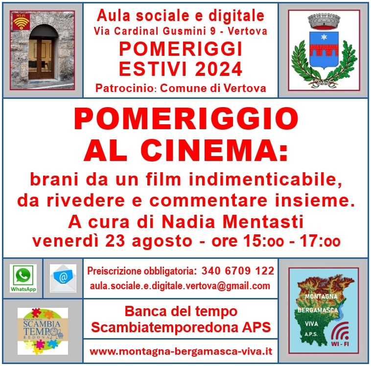 Immagine che raffigura POMERIGGIO AL CINEMA - Brani da un film indimenticabile da rivedere e commentare insieme